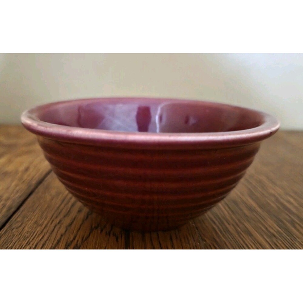 Vintage Bauer Ringware Pottery #36 Nesting Mixing Bowl Burgandy 5 1/4"